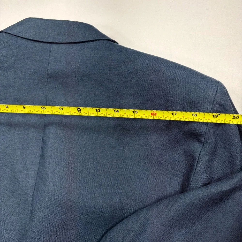 Marks & Spencer Collezione Linen Mens Blazer Jacket 42 Indigo Blue 3-Button